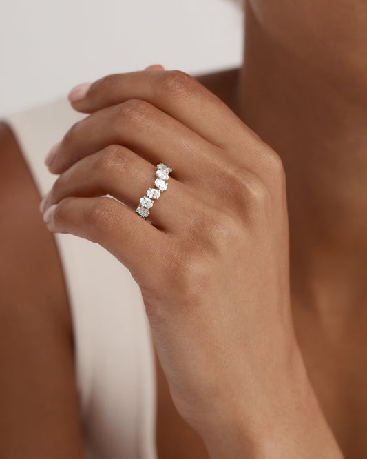 0.20 TCW Oval Lab-Grown Diamond Half Eternity Band 2
