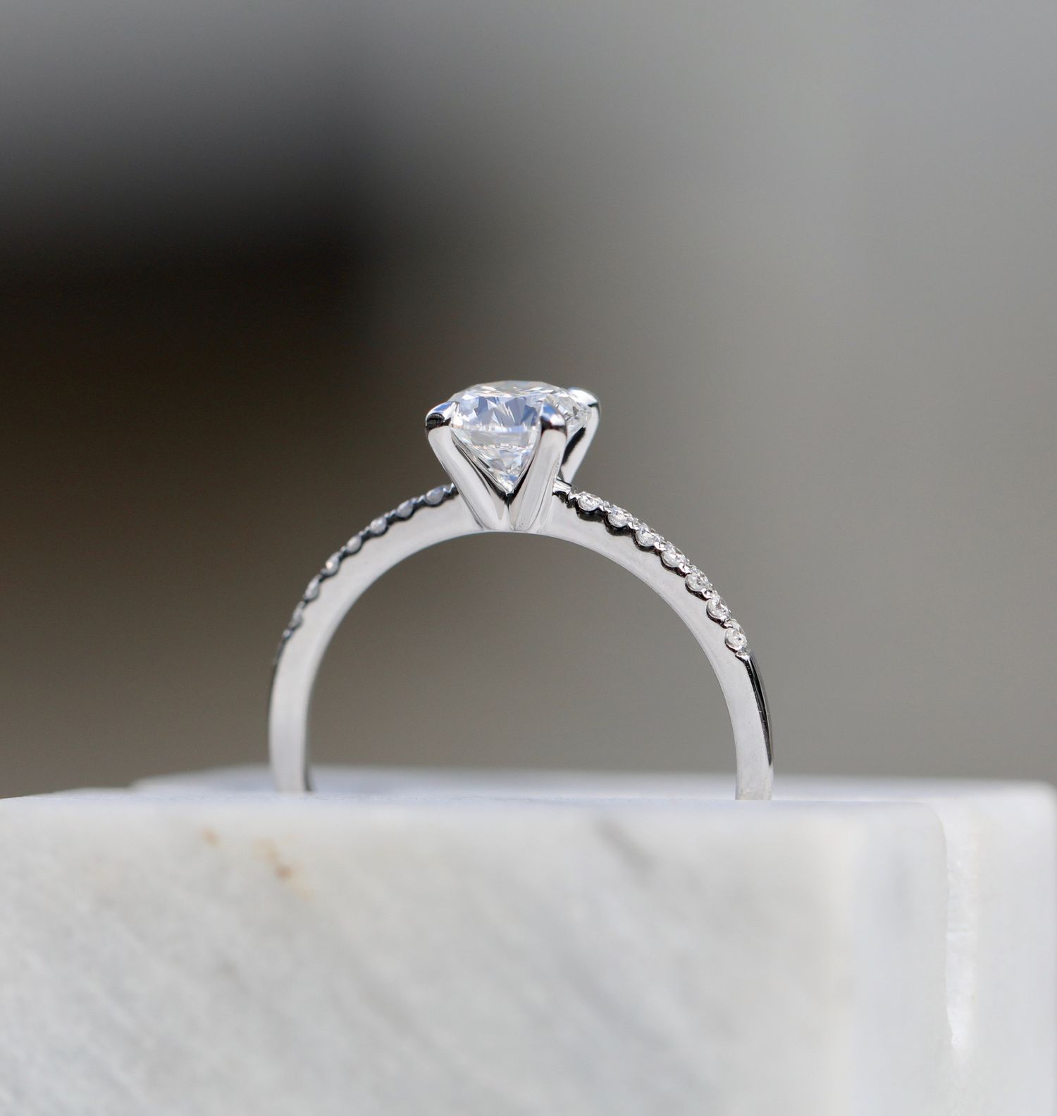 Eternal Elegance: 0.85 CT Round Lab-Grown Diamond Pave Engagement Ring