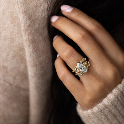 Cluster & Bezel-Marquise Lab Grown Diamond Engagement Ring
