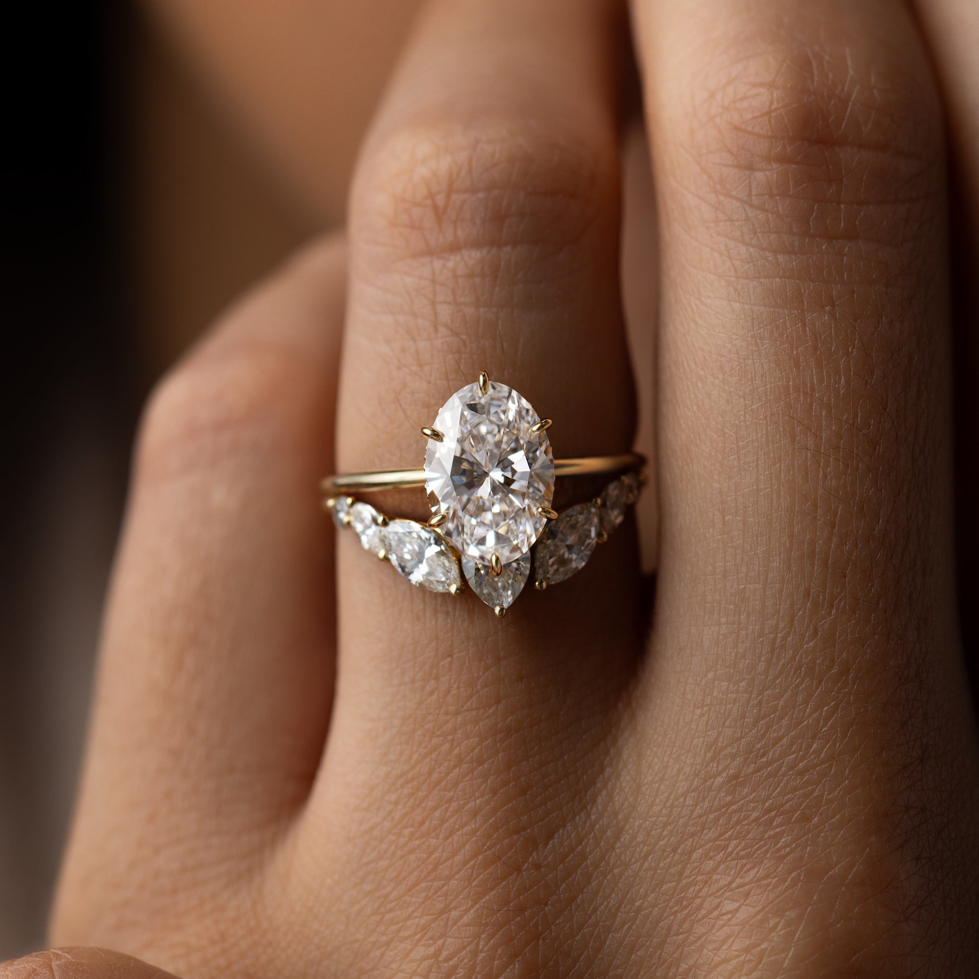 Hidden Halo-Oval Lab Grown Diamond Engagement Ring