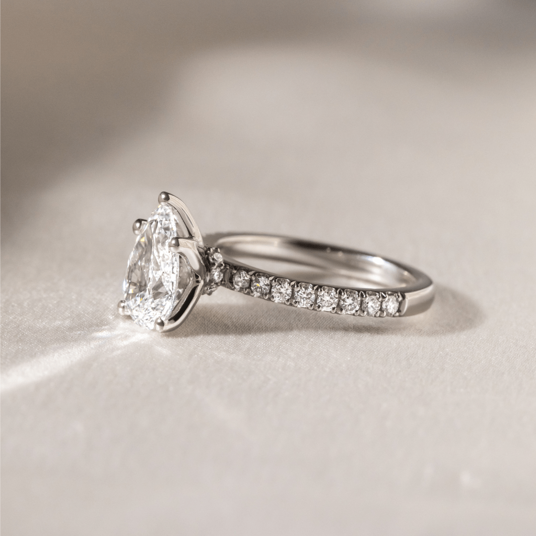 Hidden Halo-Pear Lab Grown Diamond Engagement Ring