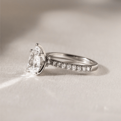 Hidden Halo-Pear Lab Grown Diamond Engagement Ring