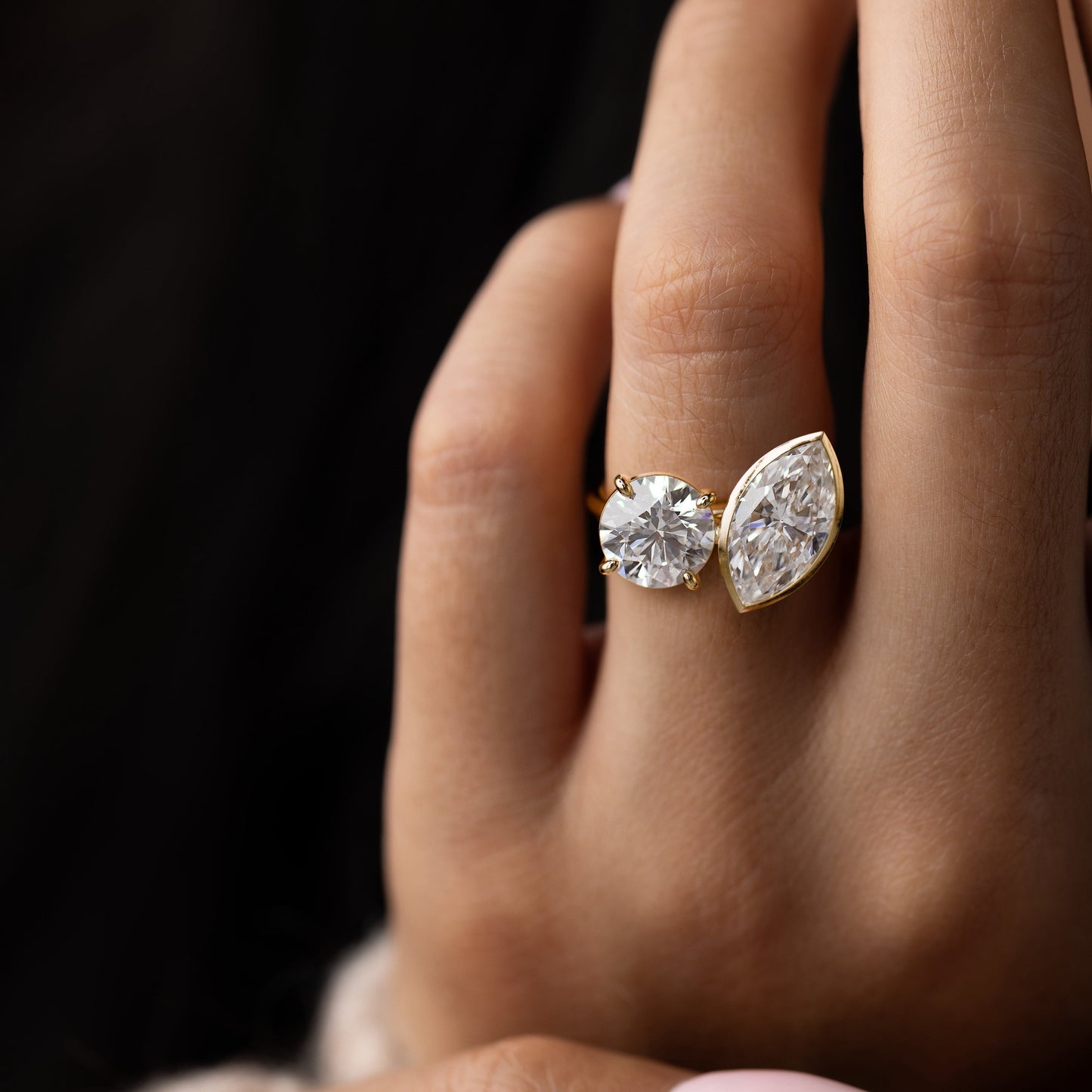 Toi Et Moi-Marquise & Round Lab Grown Diamond Engagement Ring