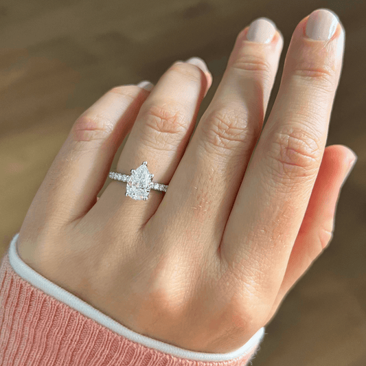 Hidden Halo-Pear Lab Grown Diamond Engagement Ring