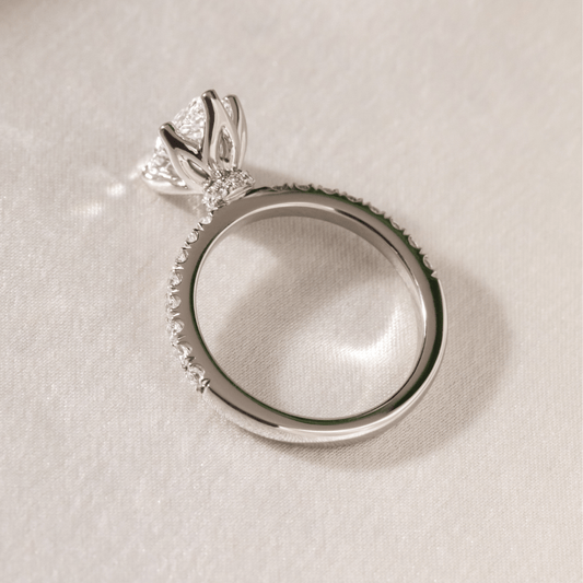 Hidden Halo-Pear Lab Grown Diamond Engagement Ring