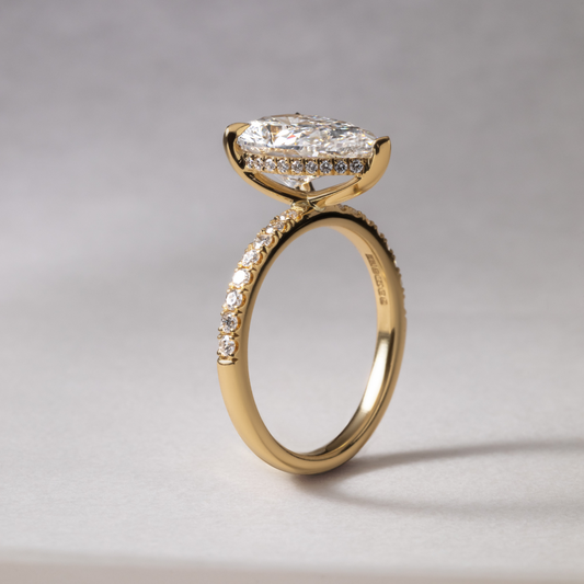 Hidden Halo & Pave-Pear Lab Grown Diamond Engagement Ring