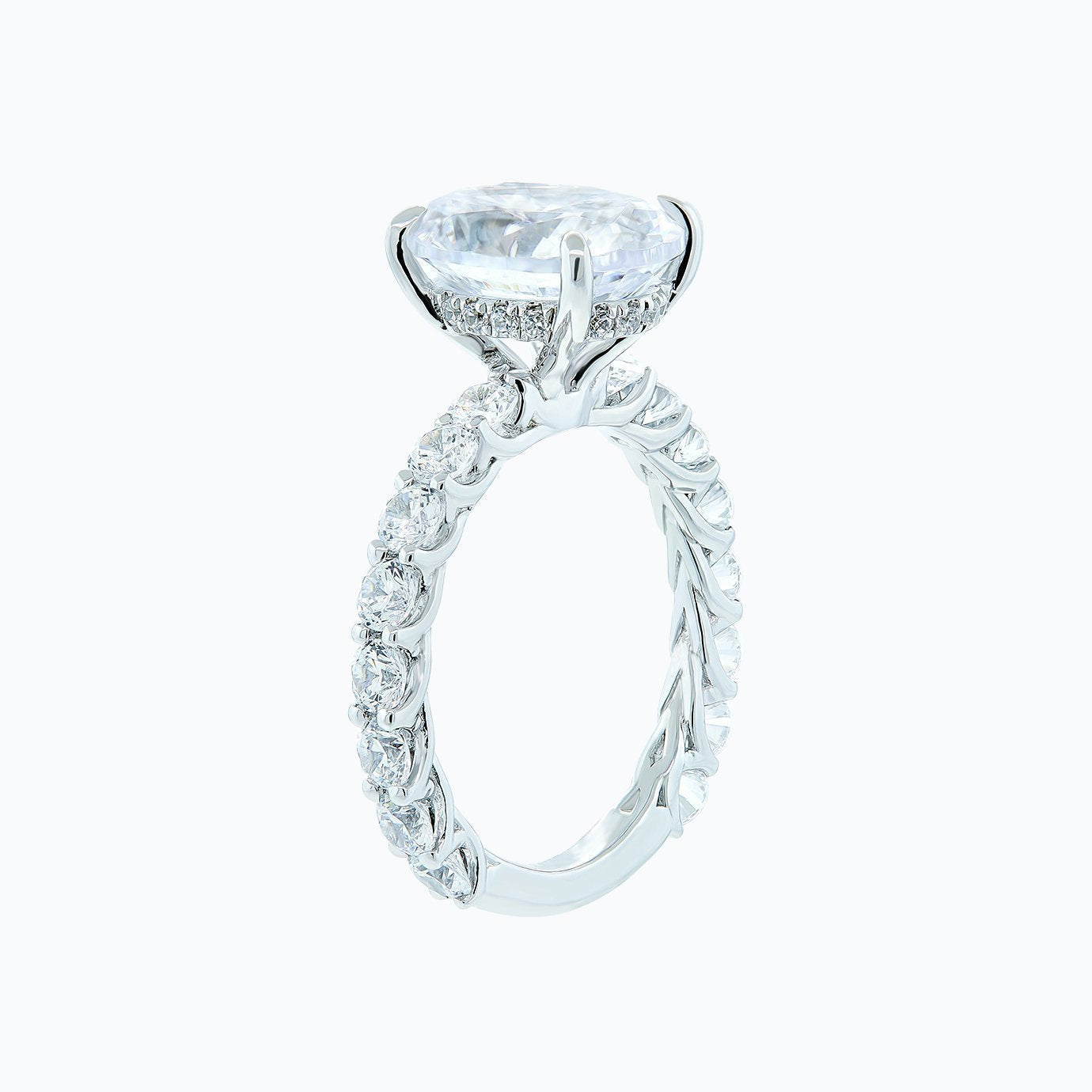 2.0 CT Oval Lab-Grown Diamond Hidden Halo Pave Engagement Ring