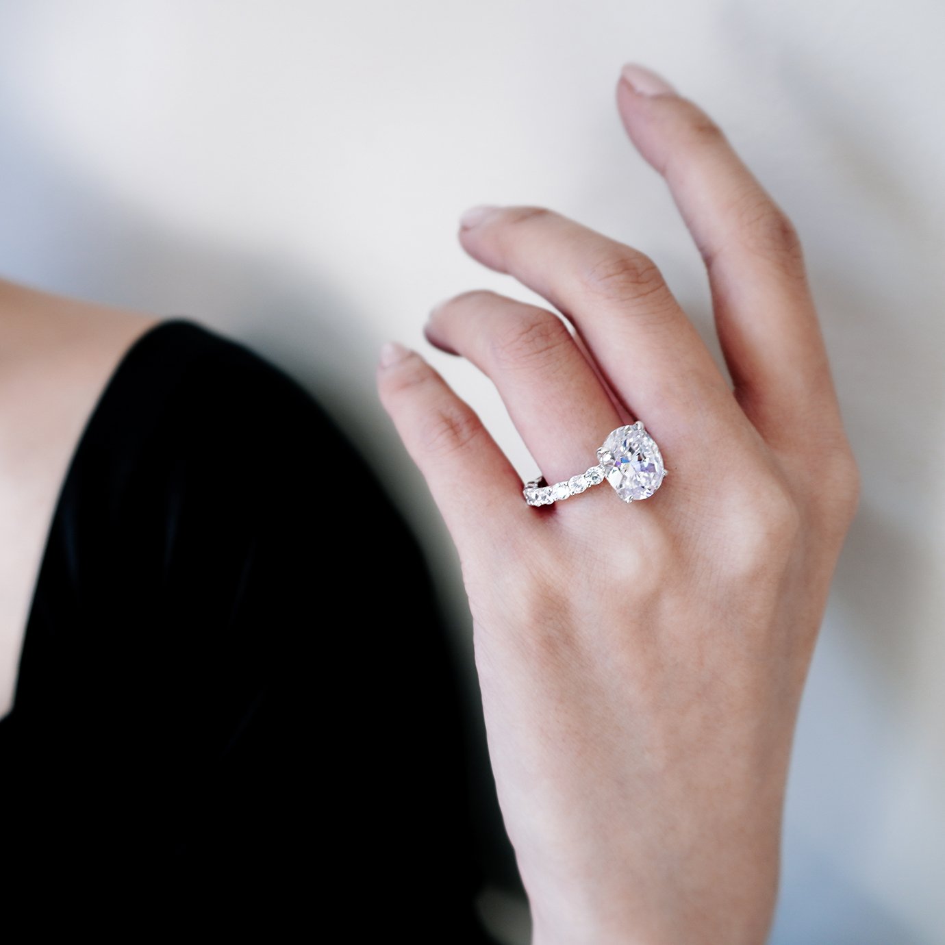 2.0 CT Oval Lab-Grown Diamond Hidden Halo Pave Engagement Ring 6