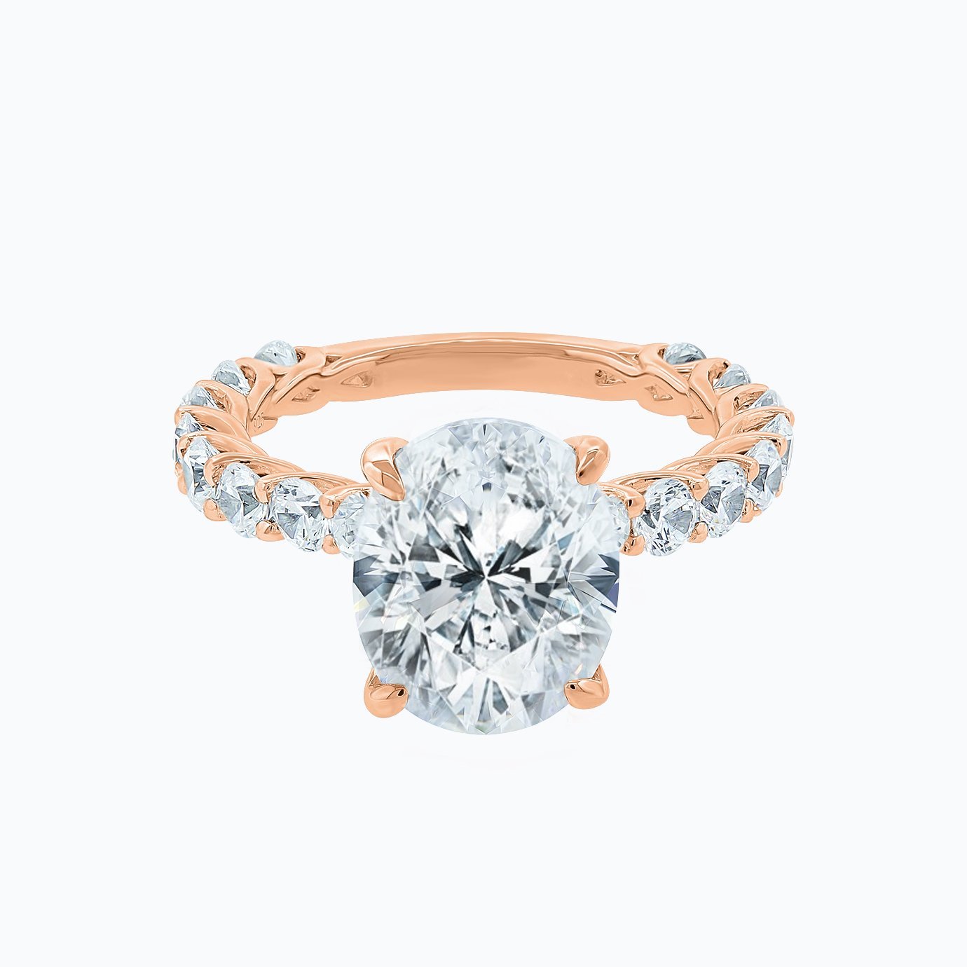 2.0 CT Oval Lab-Grown Diamond Hidden Halo Pave Engagement Ring 2