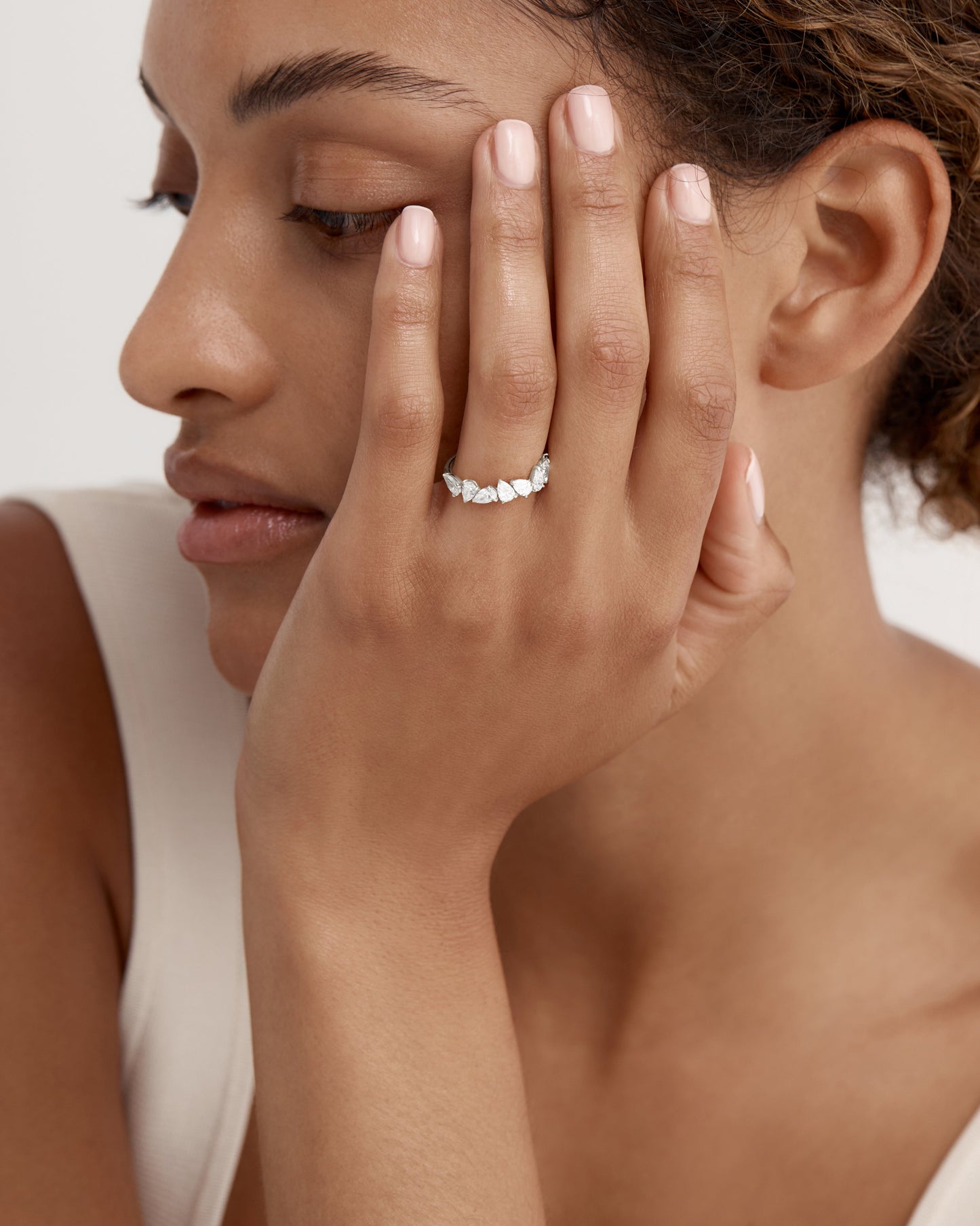 0.30 TCW Pear Lab Grown Diamond Half Eternity  Wedding Band 2
