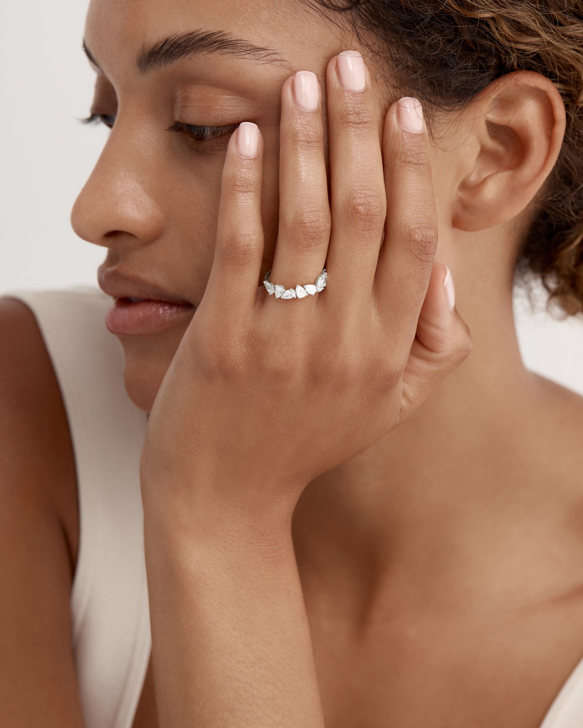 0.30 TCW Pear Lab Grown Diamond Half Eternity  Wedding Band 2