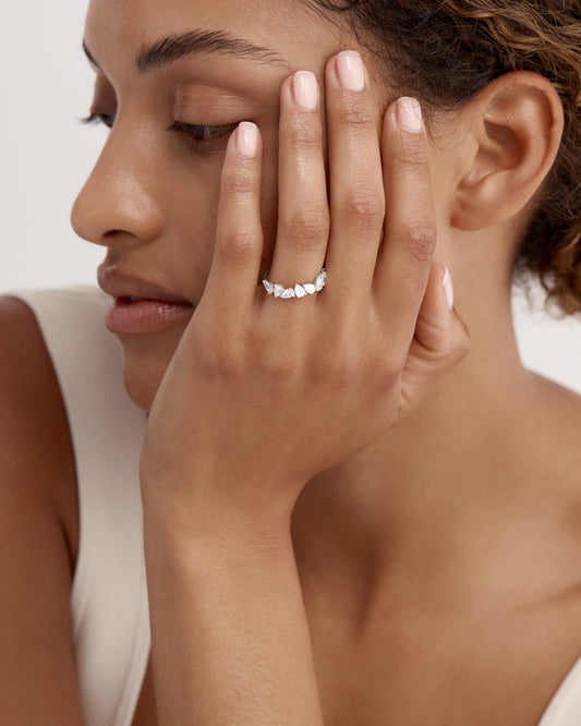 0.30 TCW Pear Lab Grown Diamond Half Eternity  Wedding Band 2