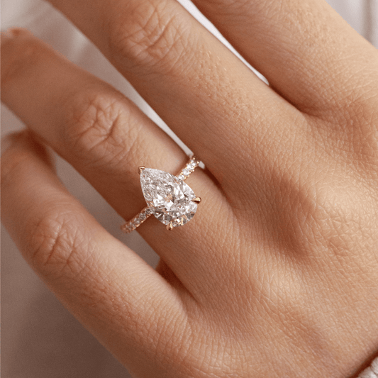Hidden Halo & Pave-Pear Lab Grown Diamond Engagement Ring