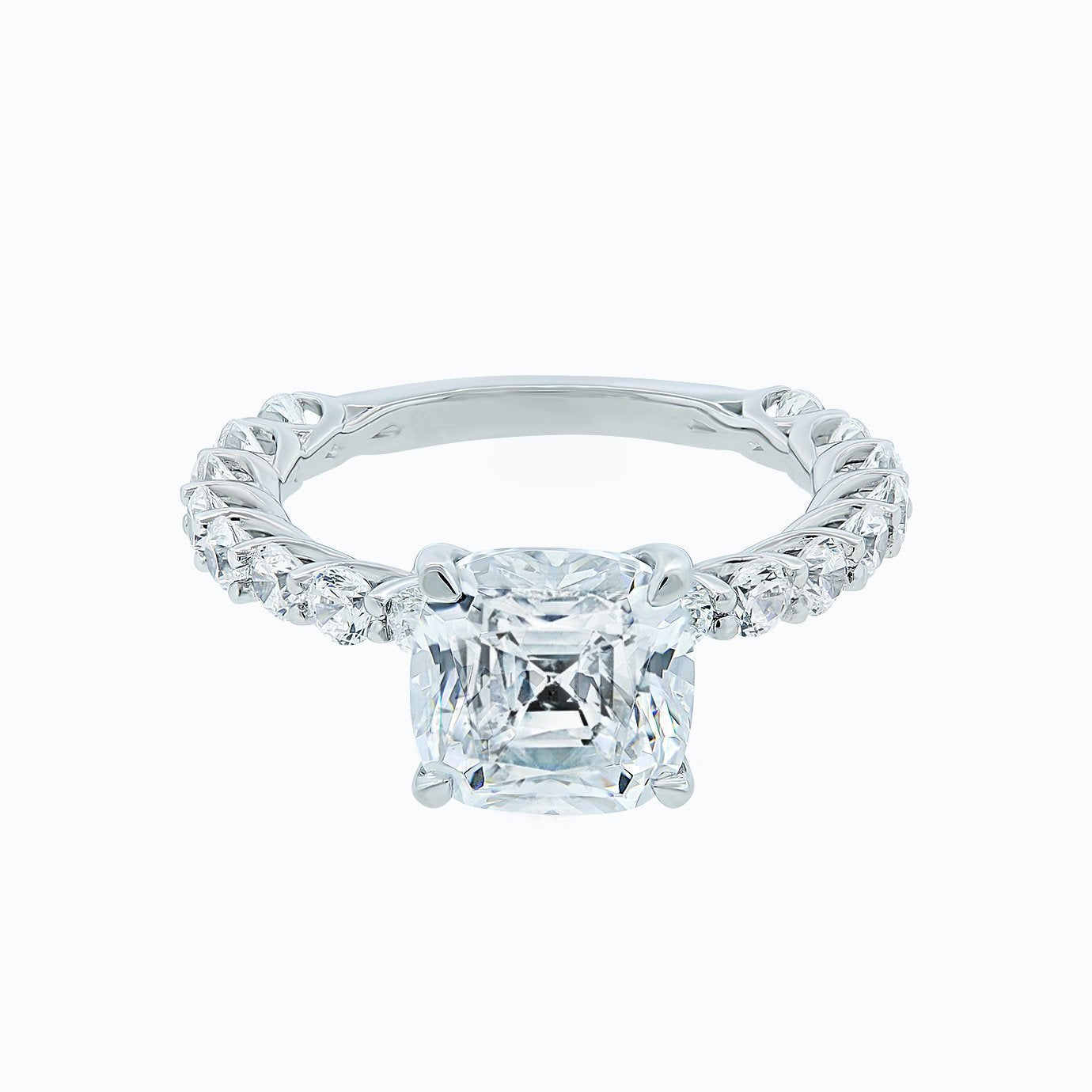 3 CT Asscher Cut Lab-Grown Diamond Pave Engagement Ring With Hidden Halo 3