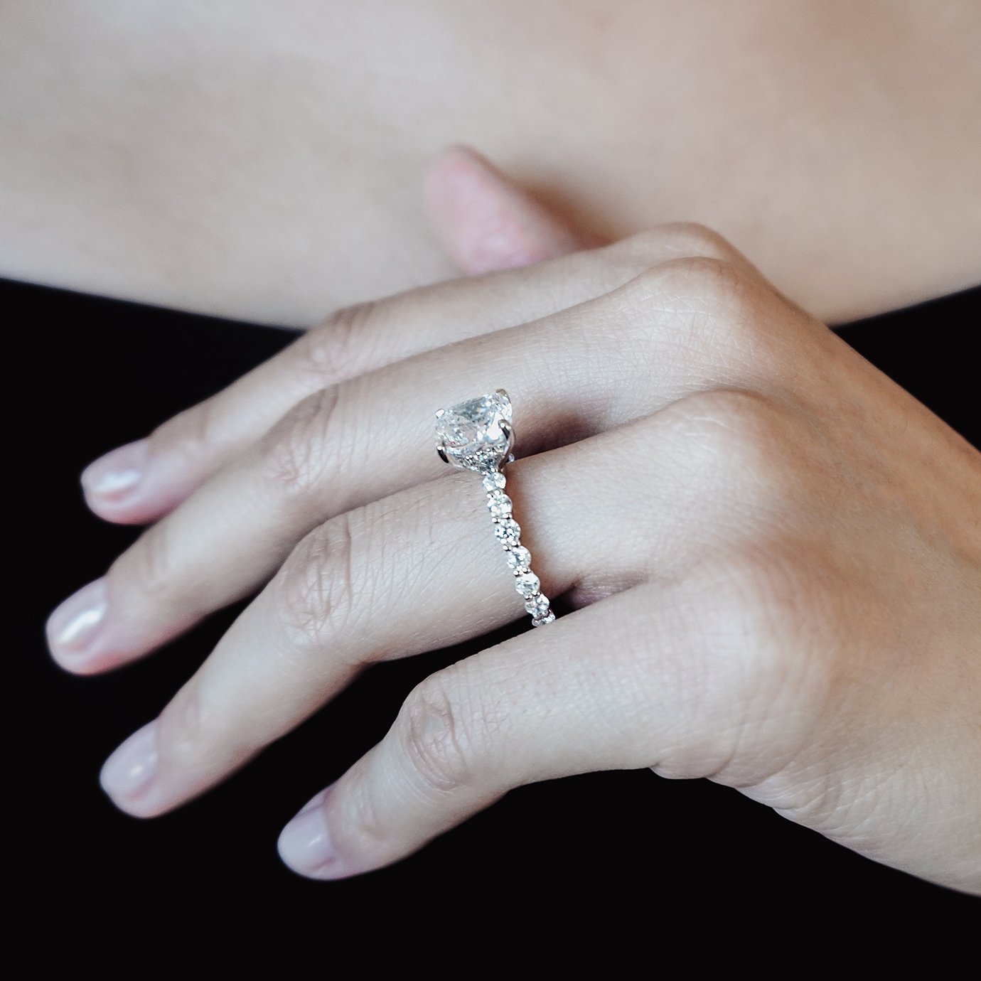 3 CT Asscher Cut Lab-Grown Diamond Pave Engagement Ring With Hidden Halo 8