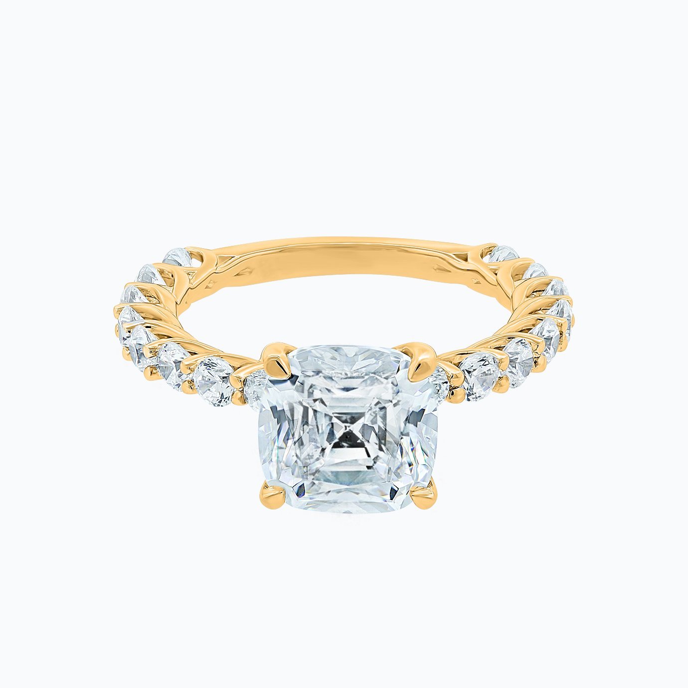 3 CT Asscher Cut Lab-Grown Diamond Pave Engagement Ring With Hidden Halo 1