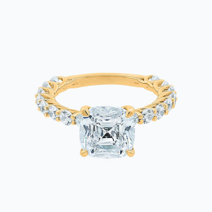 3 CT Asscher Cut Lab-Grown Diamond Pave Engagement Ring With Hidden Halo 1