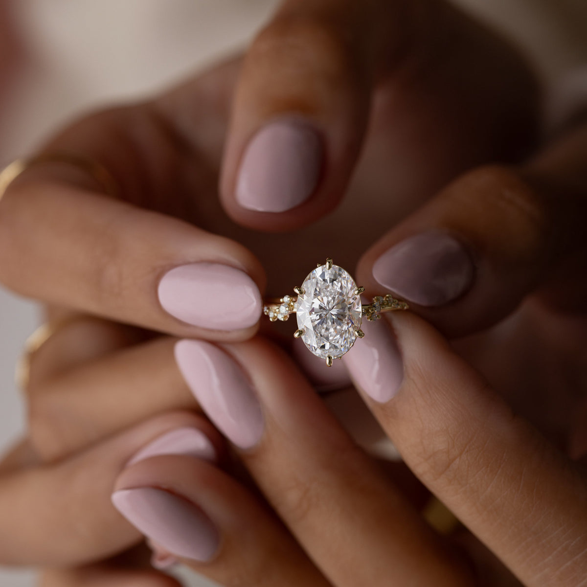 Cluster-Oval Lab Grown Diamond Engagement Ring
