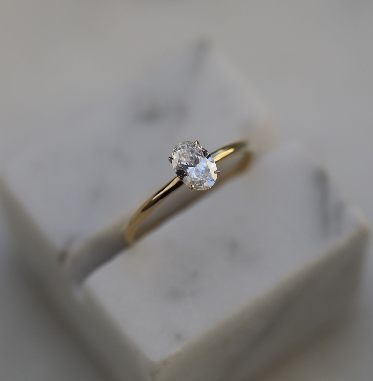 0.50 CT Oval Lab-Grown Diamond Solitaire Engagement Ring