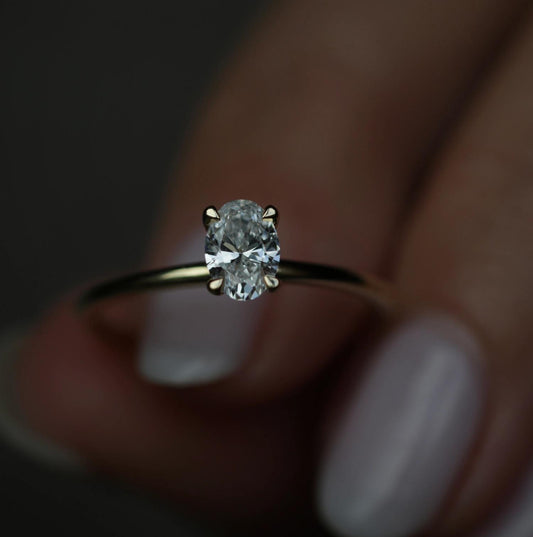 0.50 CT Oval Lab-Grown Diamond Solitaire Engagement Ring