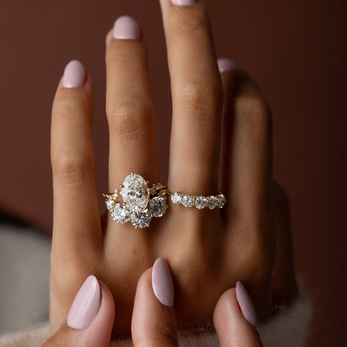 Cluster-Oval Lab Grown Diamond Engagement Ring