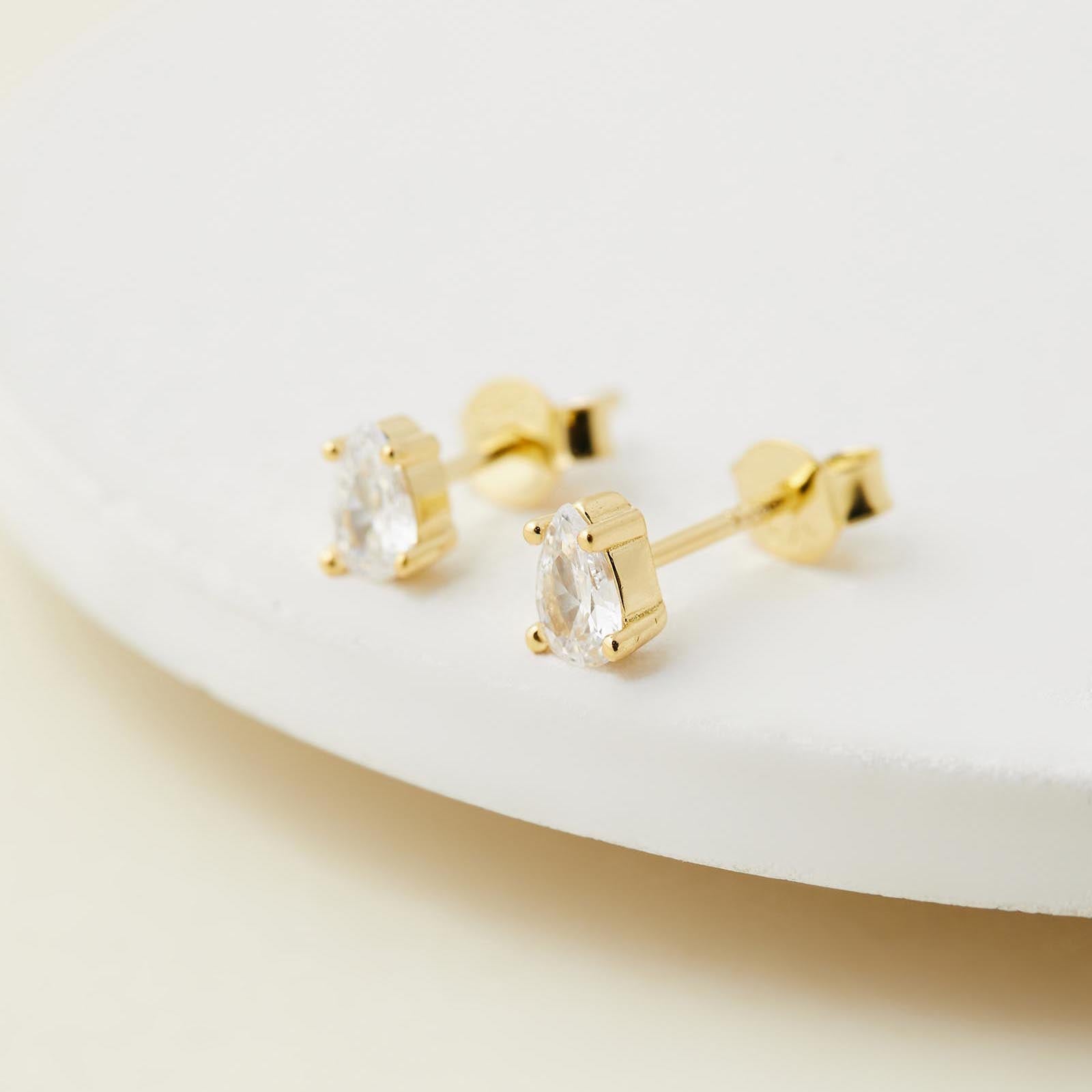 0.2TCW Pear-Cut Lab-Grown Diamond Gold Stud Earrings