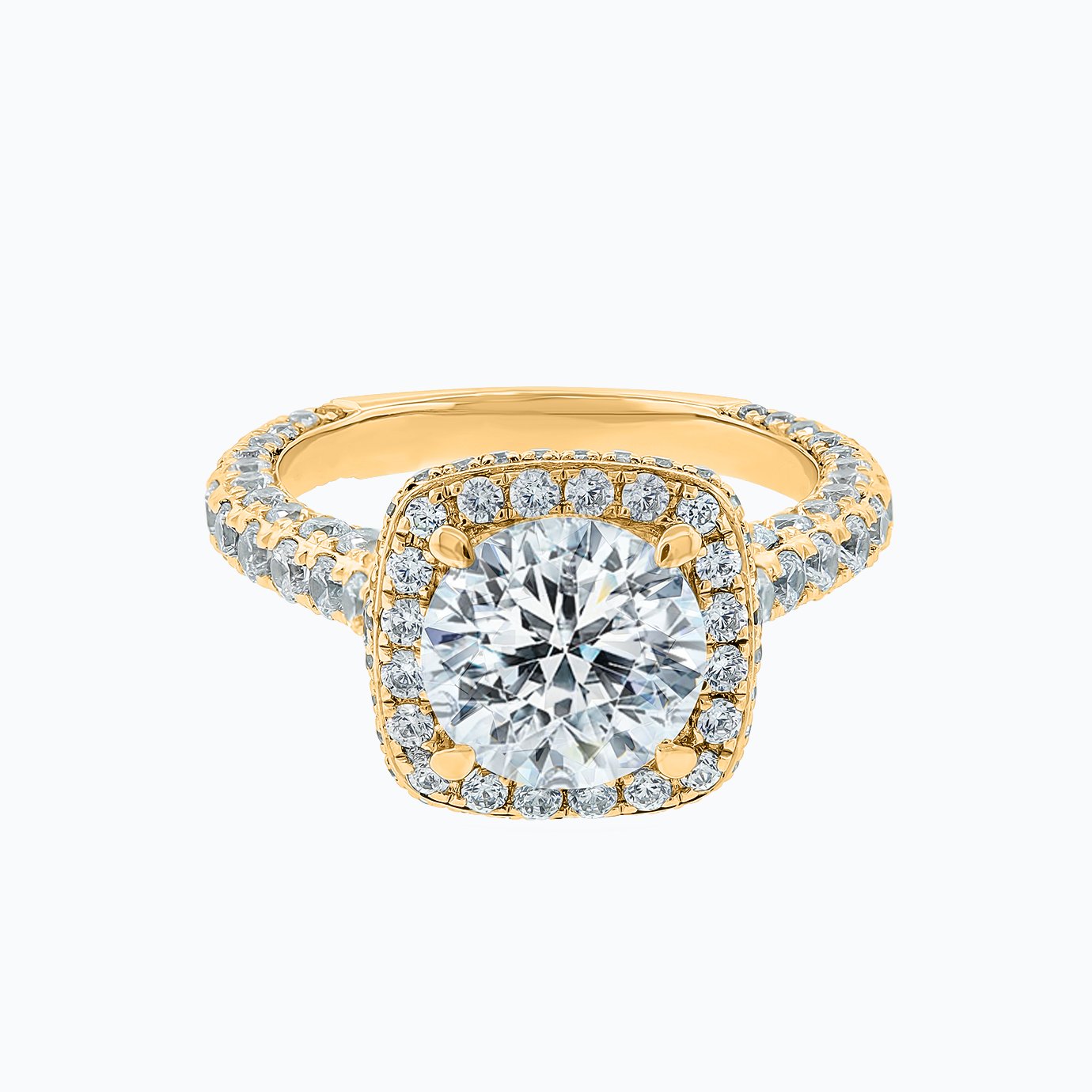 2.0 CT Round Lab-Grown Diamond Halo & Pave Engagement Ring 1