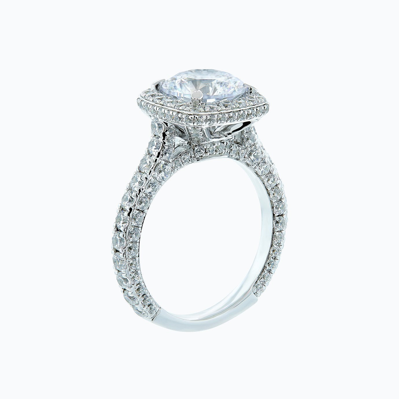 2.0 CT Round Lab-Grown Diamond Halo & Pave Engagement Ring