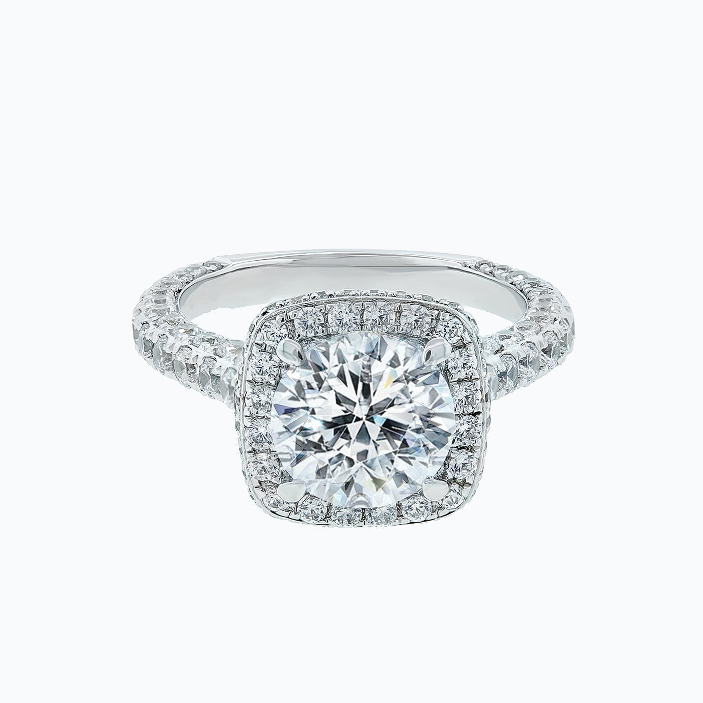 2.0 CT Round Lab-Grown Diamond Halo & Pave Engagement Ring 5