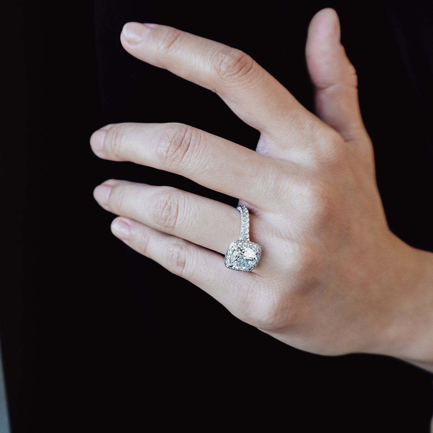 2.0 CT Round Lab-Grown Diamond Halo & Pave Engagement Ring 6