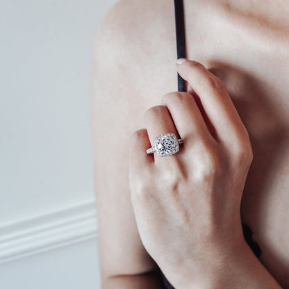 2.0 CT Round Lab-Grown Diamond Halo & Pave Engagement Ring 8
