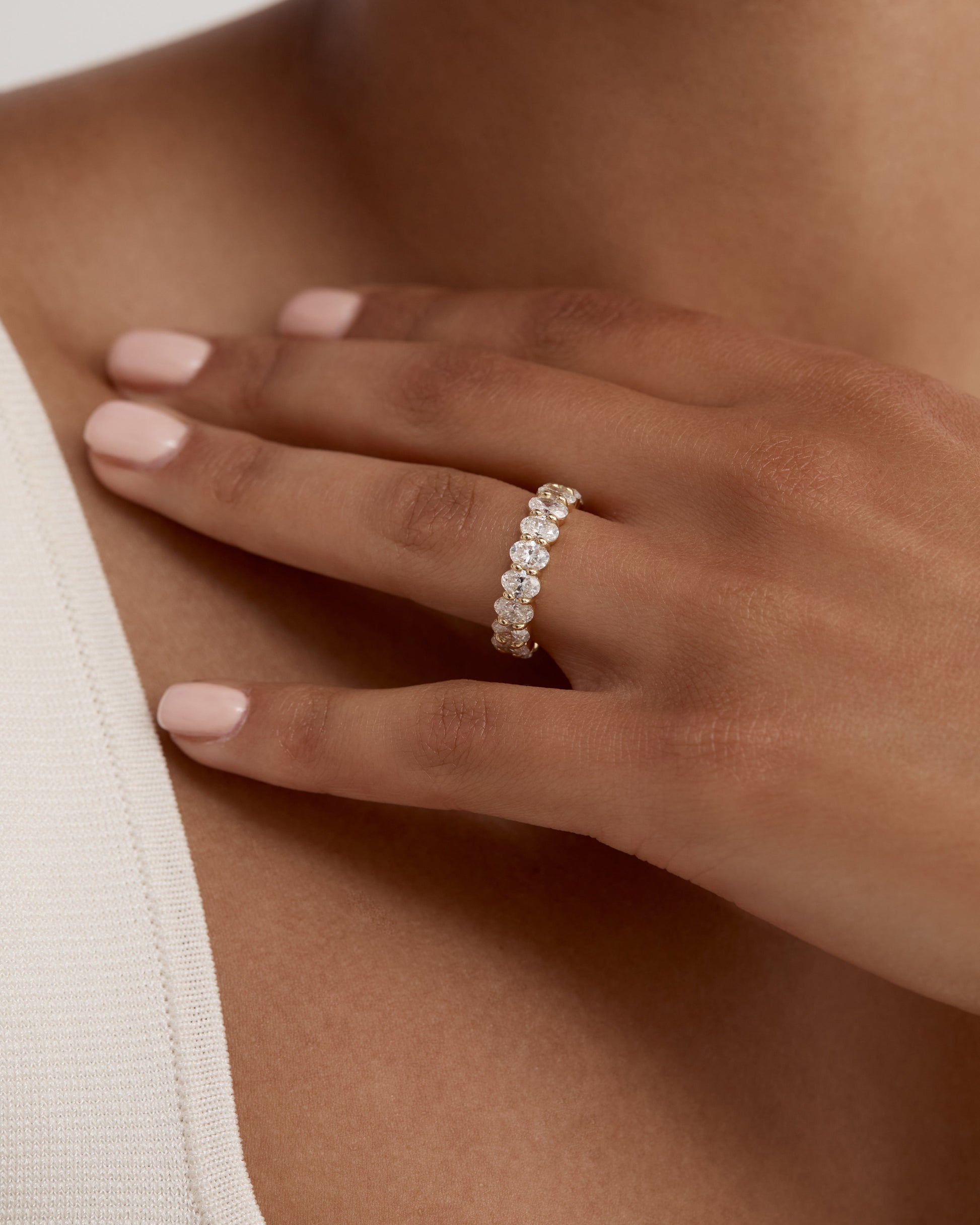 0.50 TCW Oval Lab Grown Diamond Half Eternity Wedding Band 8