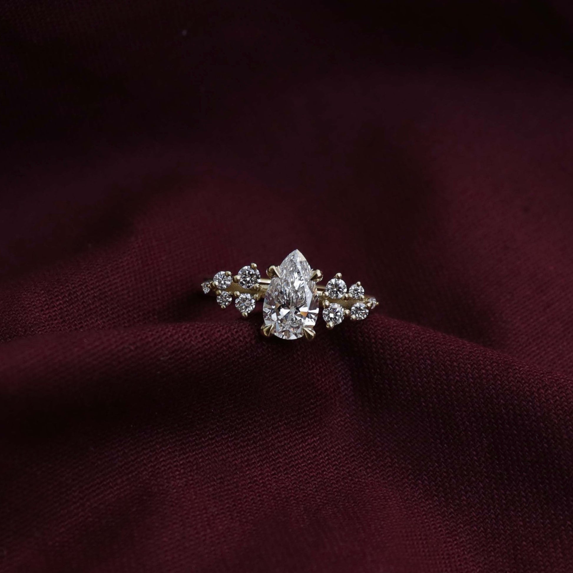 Cluster Style-Pear Lab Grown Diamond Engagement Ring
