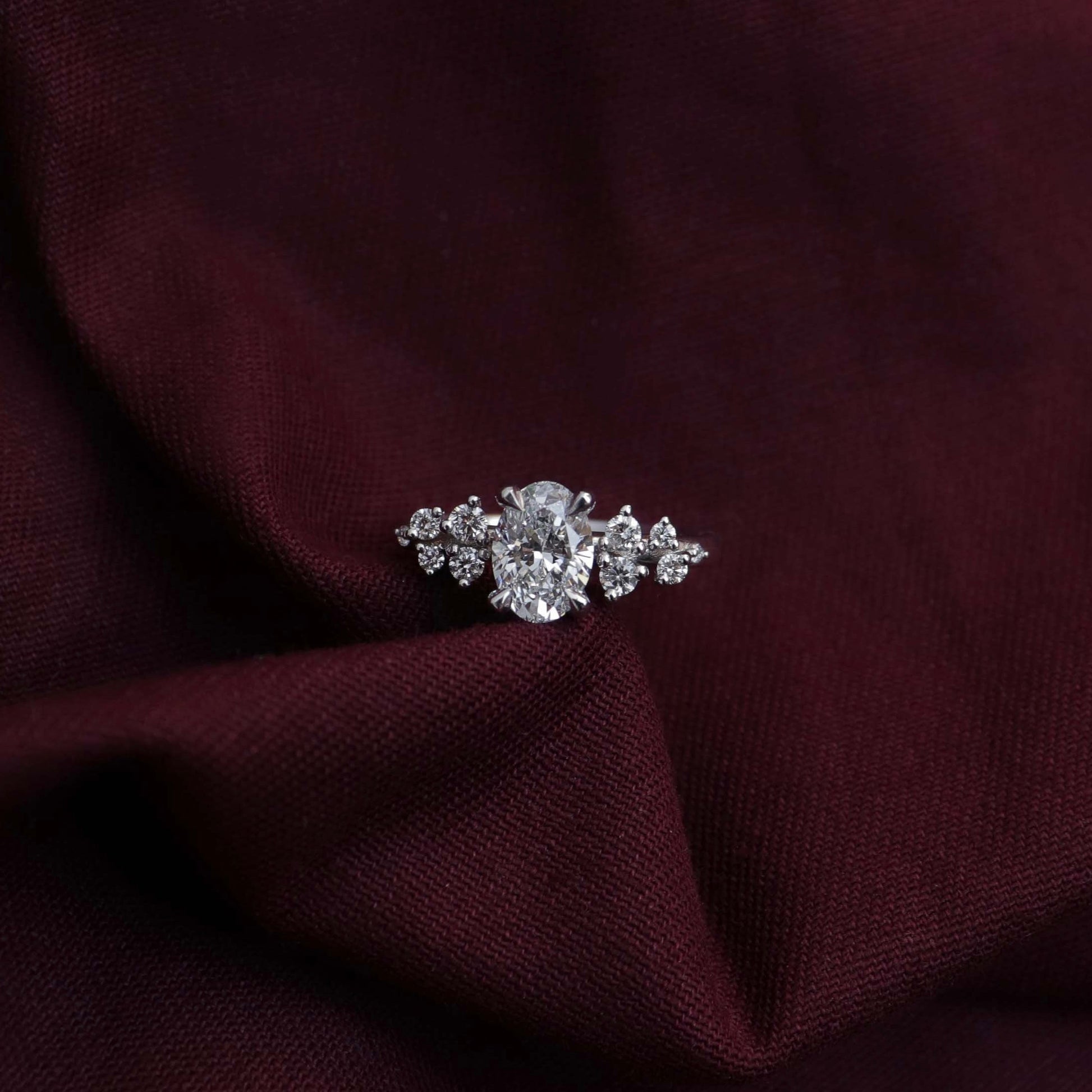 Cluster-Oval Lab Grown Diamond Engagement Ring