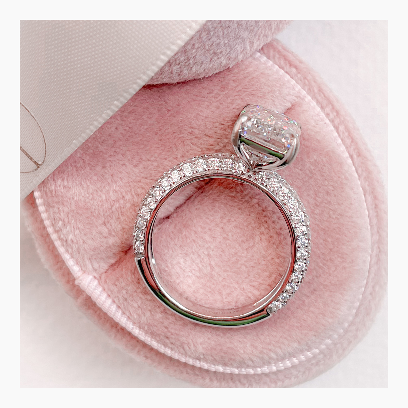 4.5 CT Emerald Cut Lab-Grown Diamond Pave Engagement Ring 5