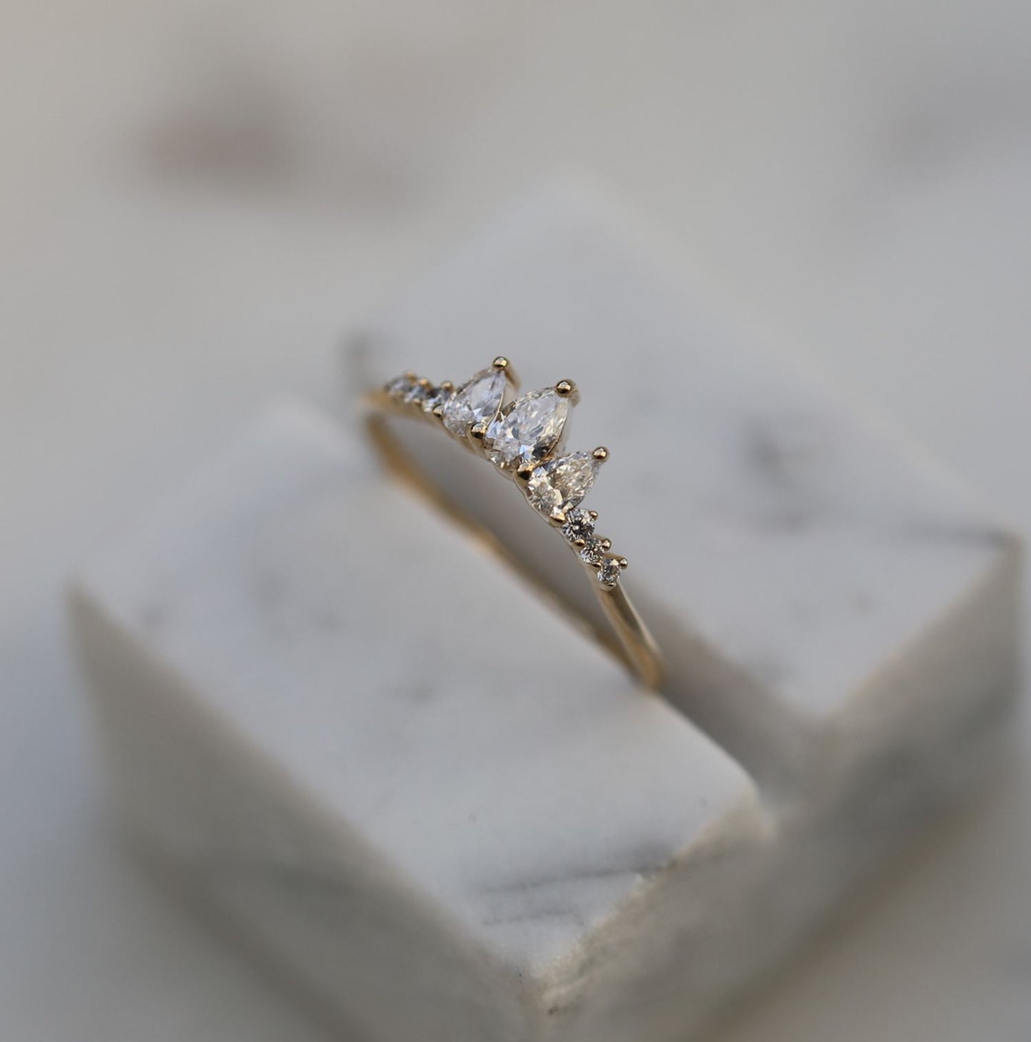 Eternal Splendor: 0.43 TCW Pear & Round Lab-Grown Diamond Wedding Band 1