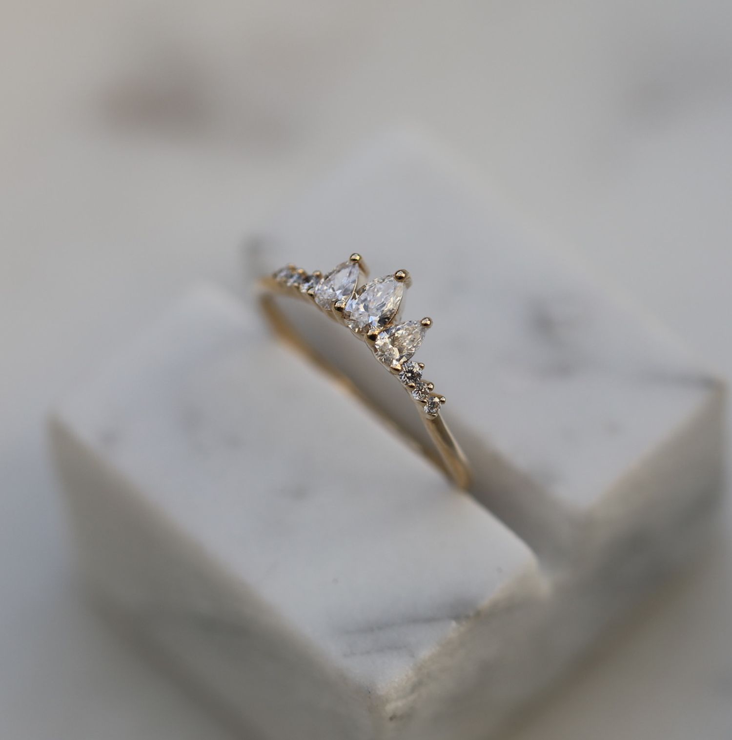 Eternal Splendor: 0.43 TCW Pear & Round Lab-Grown Diamond Wedding Band 1