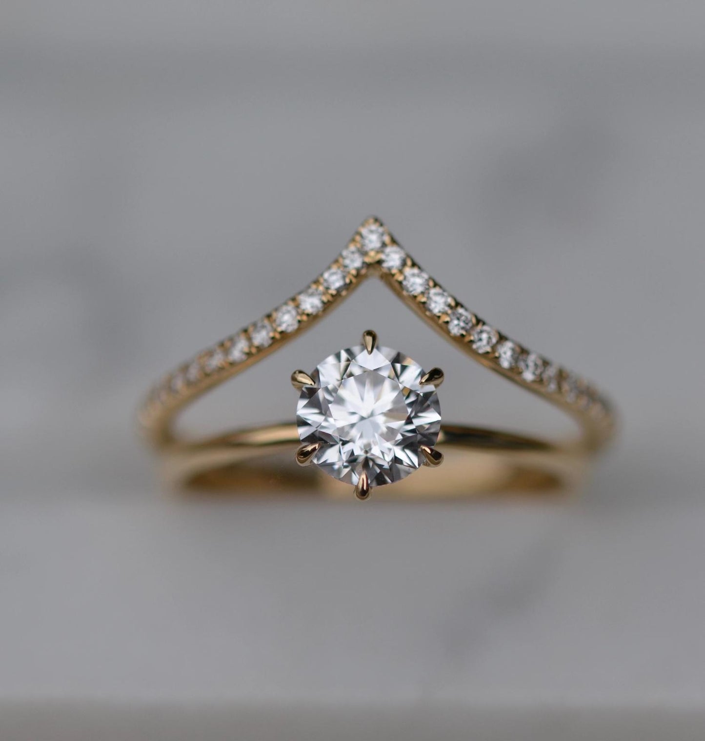 Elegant 0.225 TCW Round Lab-Grown Diamond V-Shaped Wedding Band 3