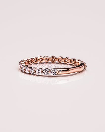 0.88 TCW Round Cut Half Eternity Lab Grown Diamond Wedding Band