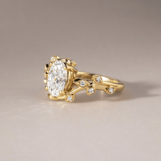 Cluster-Oval Lab Grown Diamond Engagement Ring