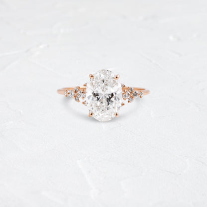 Cluster Style-Oval Lab Grown Diamond Engagement Ring