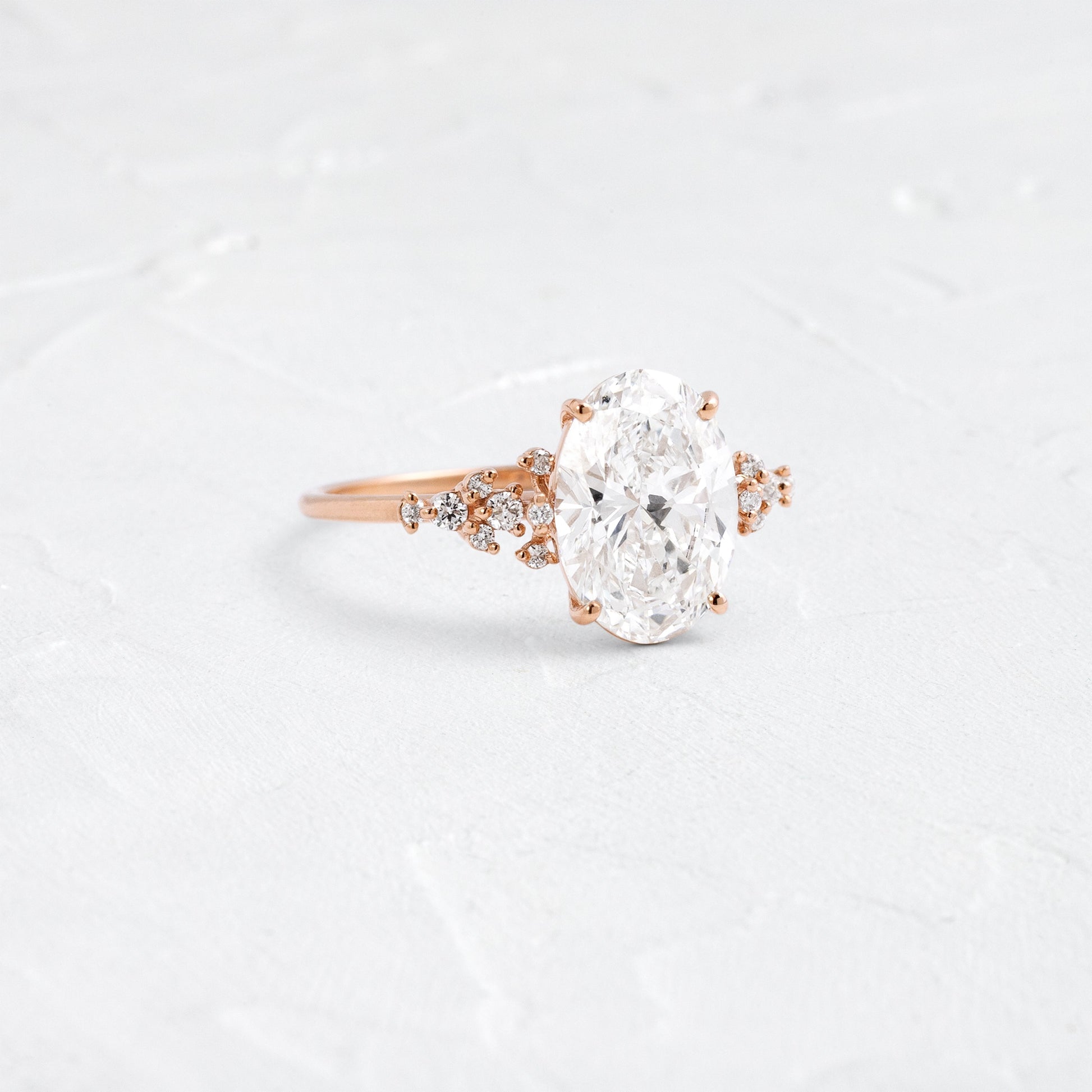 Cluster Style-Oval Lab Grown Diamond Engagement Ring