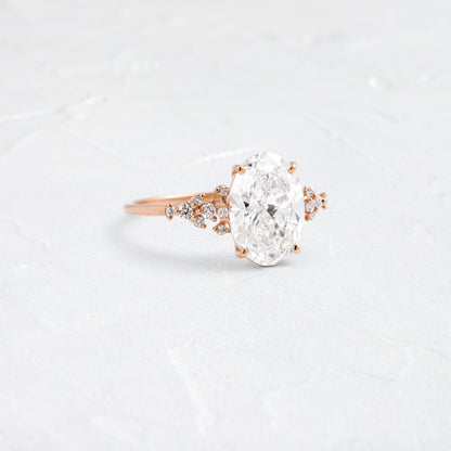 Cluster Style-Oval Lab Grown Diamond Engagement Ring