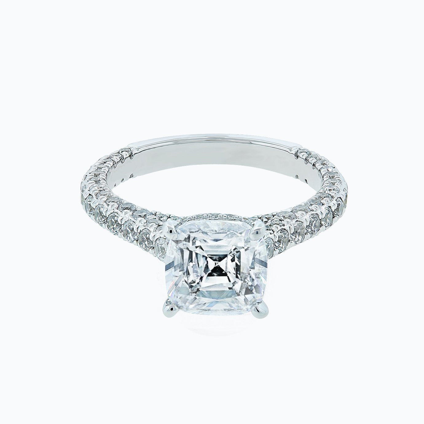 2.0 CT Asscher Lab-Grown Diamond Hidden Halo & Pave Engagement Ring 3