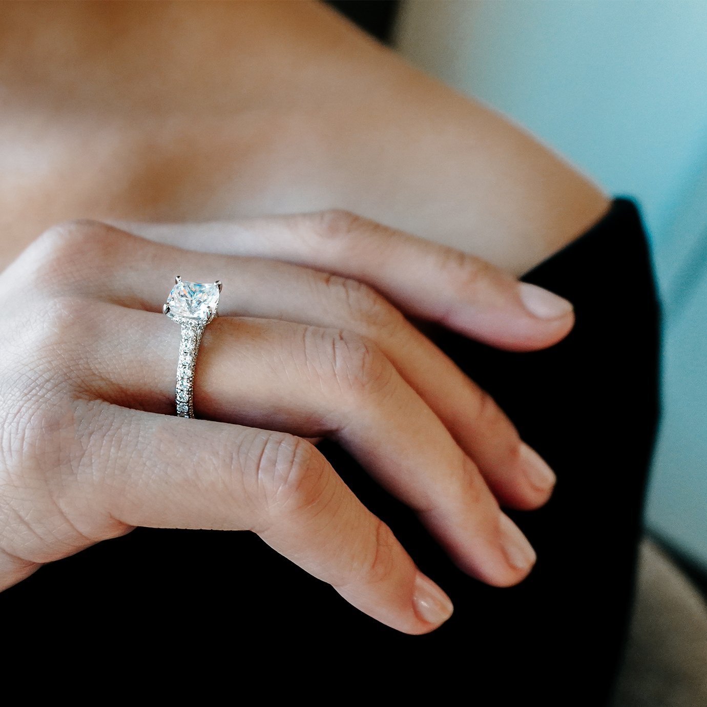 2.0 CT Asscher Lab-Grown Diamond Hidden Halo & Pave Engagement Ring 6