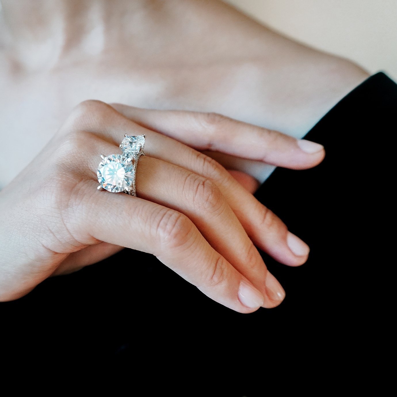 2.0 CT Asscher Lab-Grown Diamond Hidden Halo & Pave Engagement Ring 8