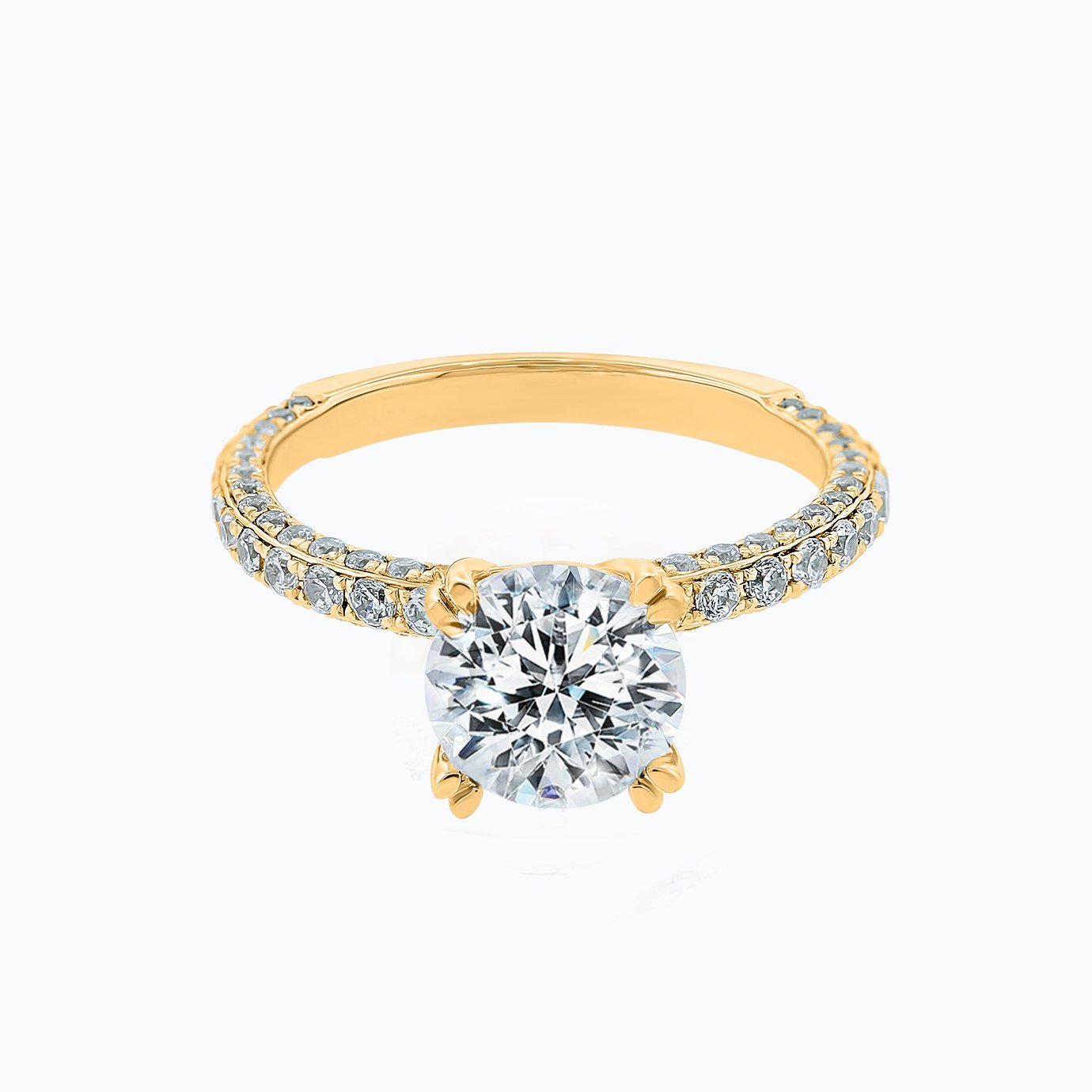 1.5 CT Round Lab-Grown Diamond Pave Engagement Ring In Gold Elegance 1