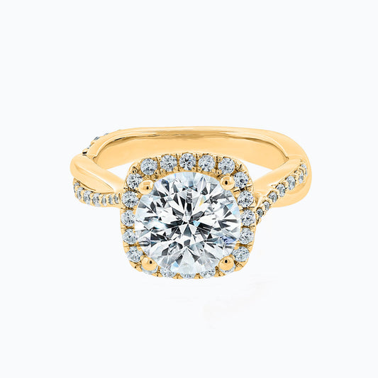 2.0 CT Round Lab-Grown Diamond Halo & Pave Twisted Shank Engagement Ring 1
