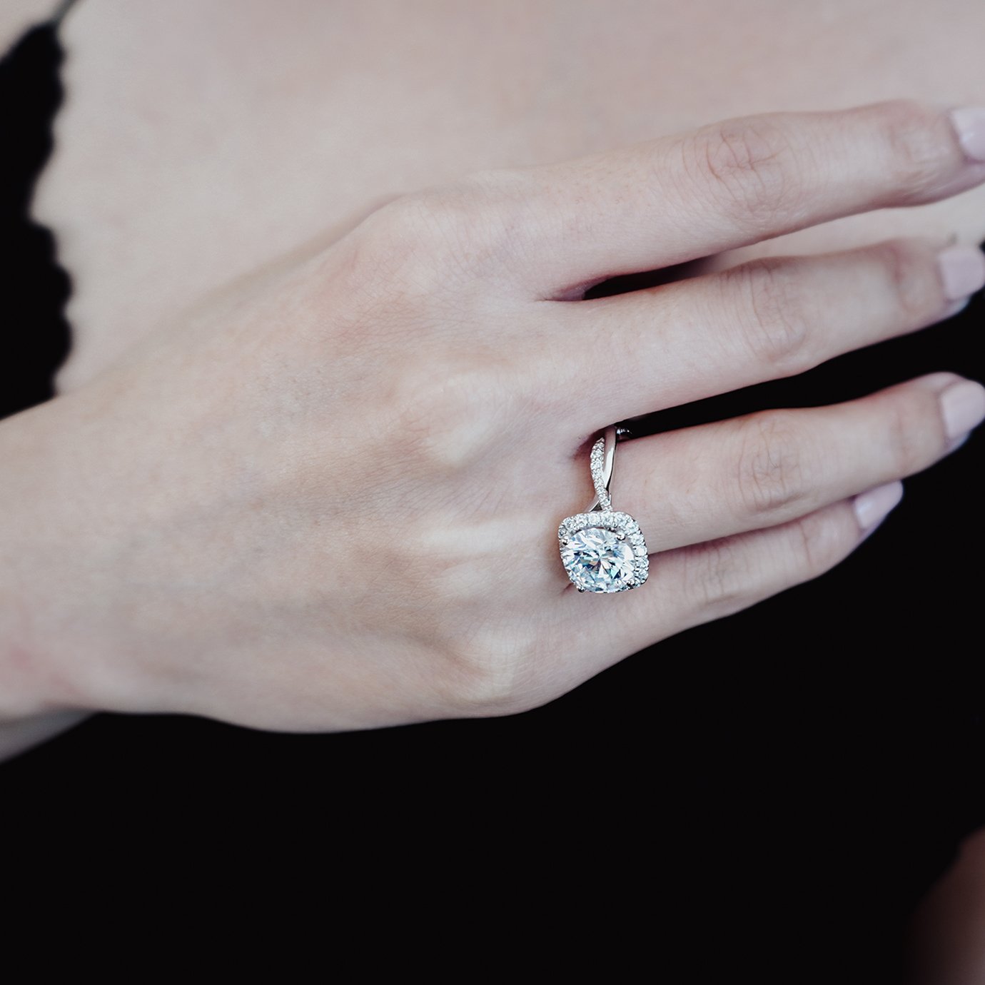 2.0 CT Round Lab-Grown Diamond Halo & Pave Twisted Shank Engagement Ring 7