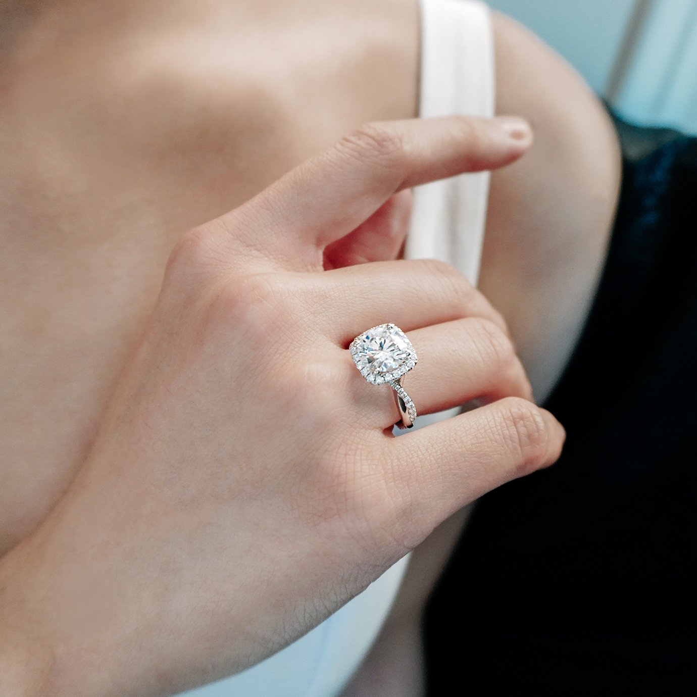 2.0 CT Round Lab-Grown Diamond Halo & Pave Twisted Shank Engagement Ring 8